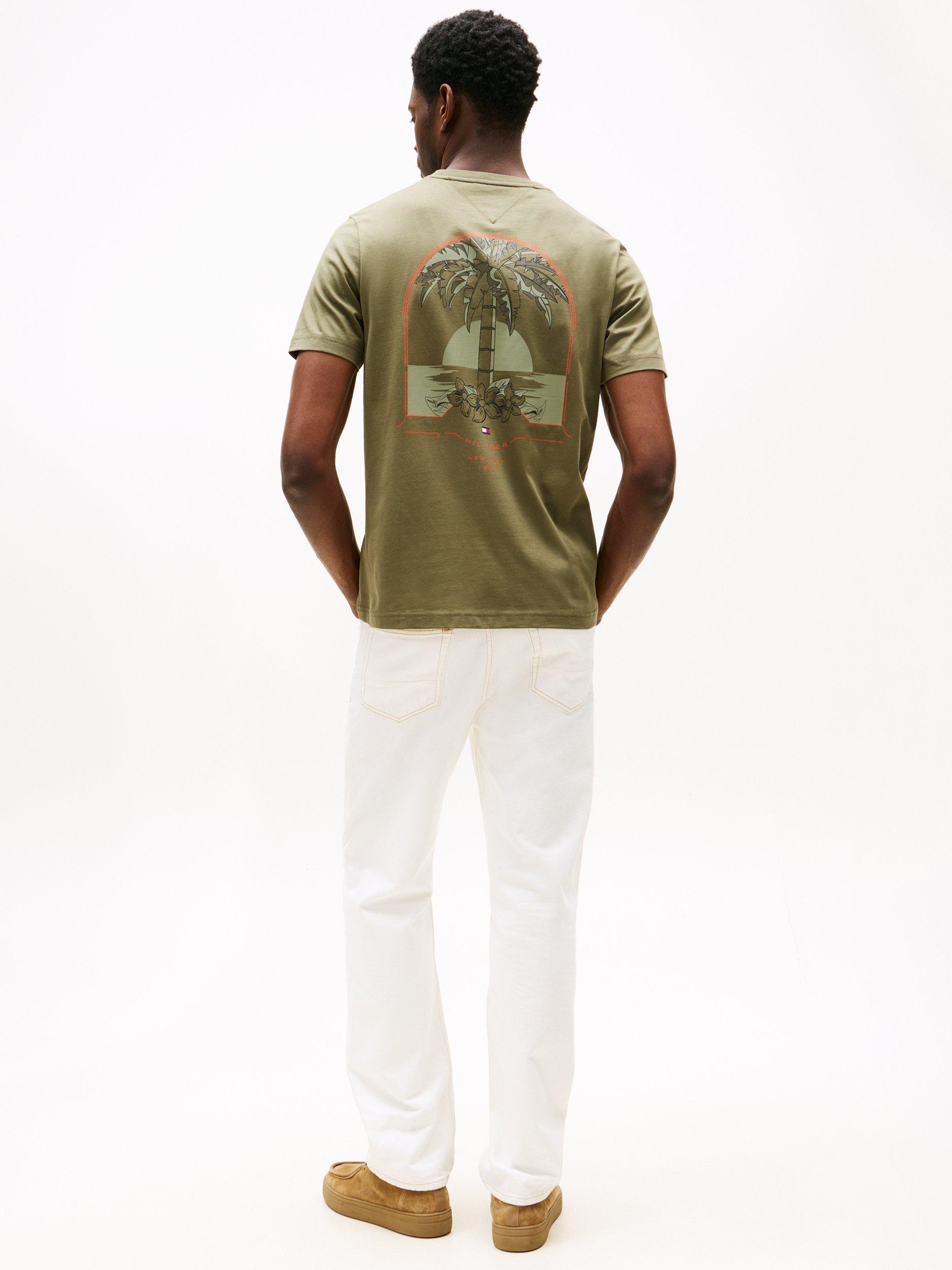 Product image 2 of 5, which shows Tommy Hilfiger Hotel Logo Cotton T-Shirt, Khaki/Multi, S