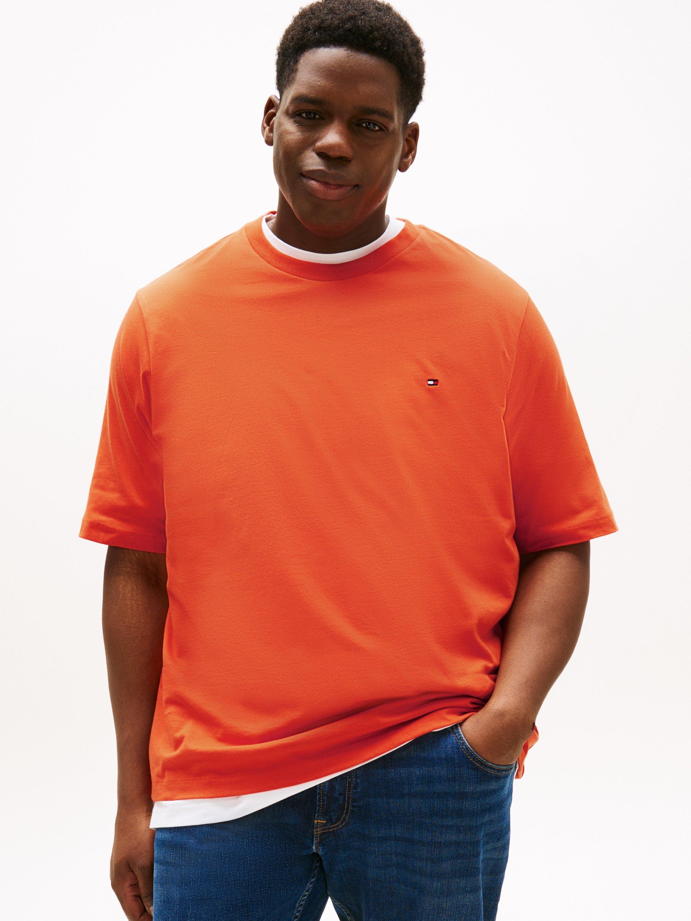 Product image 1 of 5, which shows Tommy Hilfiger Plus Cotton Regular Fit Short Sleeve T-Shirt, Mid Orange, XXXL