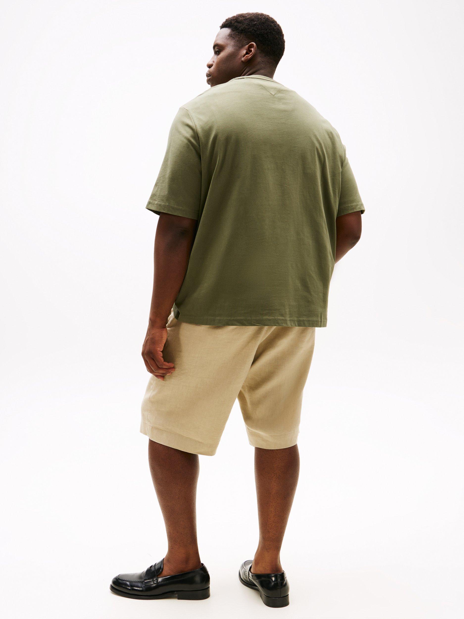 Product image 2 of 5, which shows Tommy Hilfiger Plus Regular Fit Tropical Logo T-Shirt, Khaki/Multi, XXXL