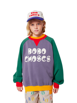 Bobo Choses Colourblock Raglan Jumper, Purple, Purple
