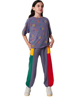Bobo Choses Kids' Cotton Colour Block Jogging Bottoms, Purple, Purple