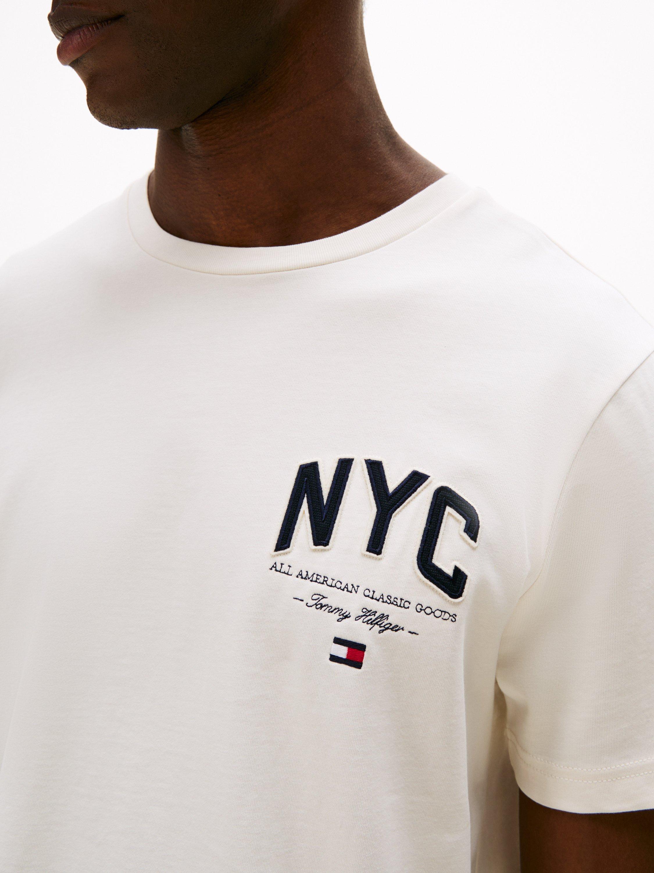 Product image 4 of 5, which shows Tommy Hilfiger Cotton Regular Fit Short Sleeve NYC T-Shirt, Ivory Petal, XXXL
