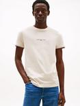 Tommy Hilfiger Cotton Slim Fit Short Sleeve Logo T-Shirt, Cream