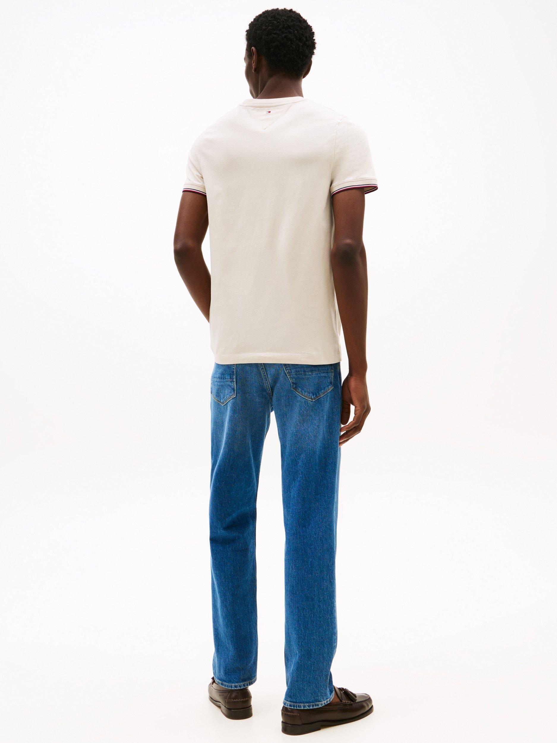 Product image 2 of 5, which shows Tommy Hilfiger Cotton Slim Fit Short Sleeve Logo T-Shirt, Cream, XXXL