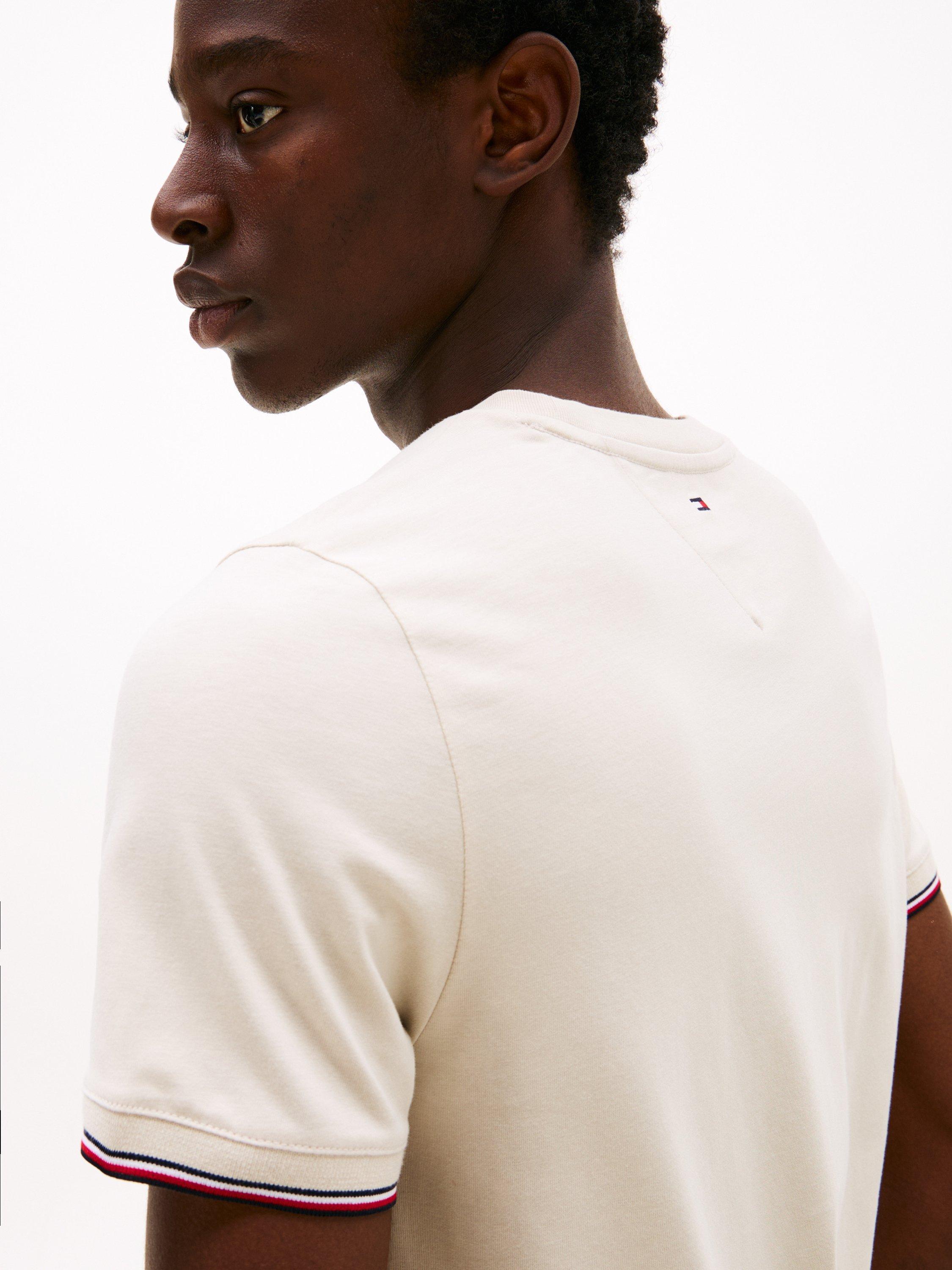 Product image 4 of 5, which shows Tommy Hilfiger Cotton Slim Fit Short Sleeve Logo T-Shirt, Cream, XXXL