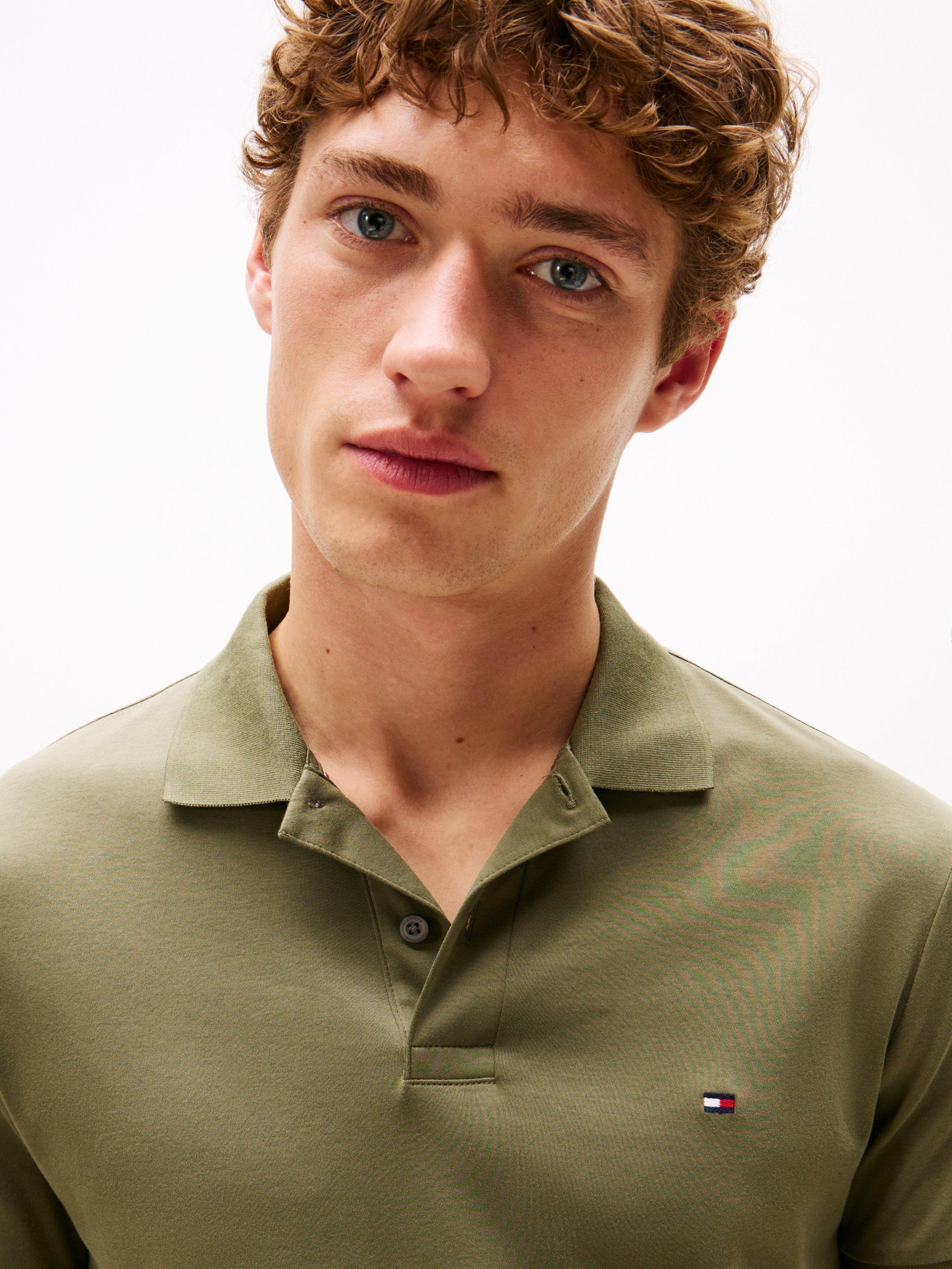 Product image 4 of 5, which shows Tommy Hilfiger Liquid Cotton Polo Shirt, Khaki, S