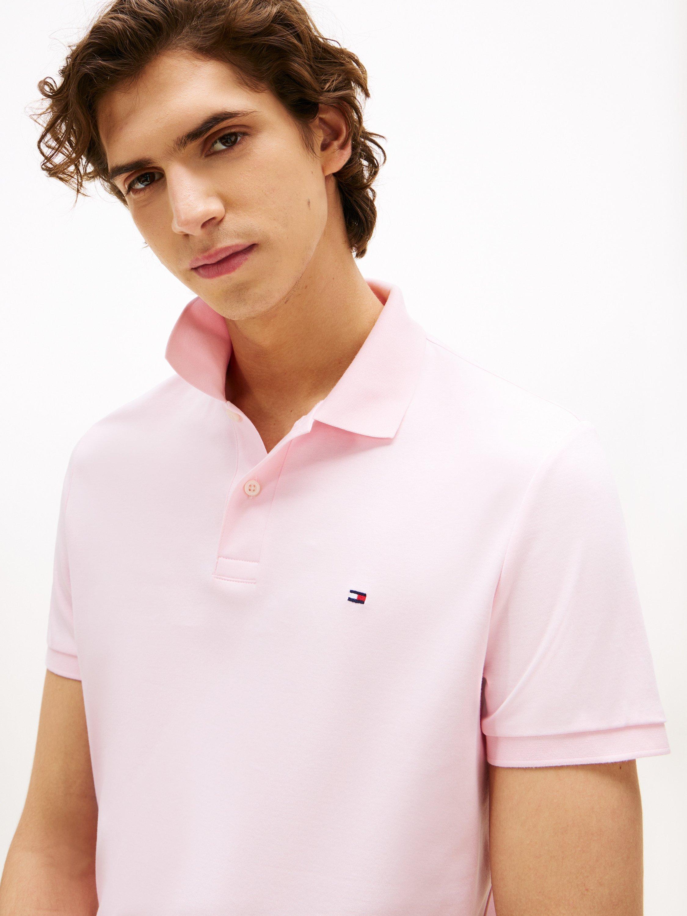 Product image 4 of 5, which shows Tommy Hilfiger Short Sleeve Cotton Knit Polo Shirt, Light Pink, S