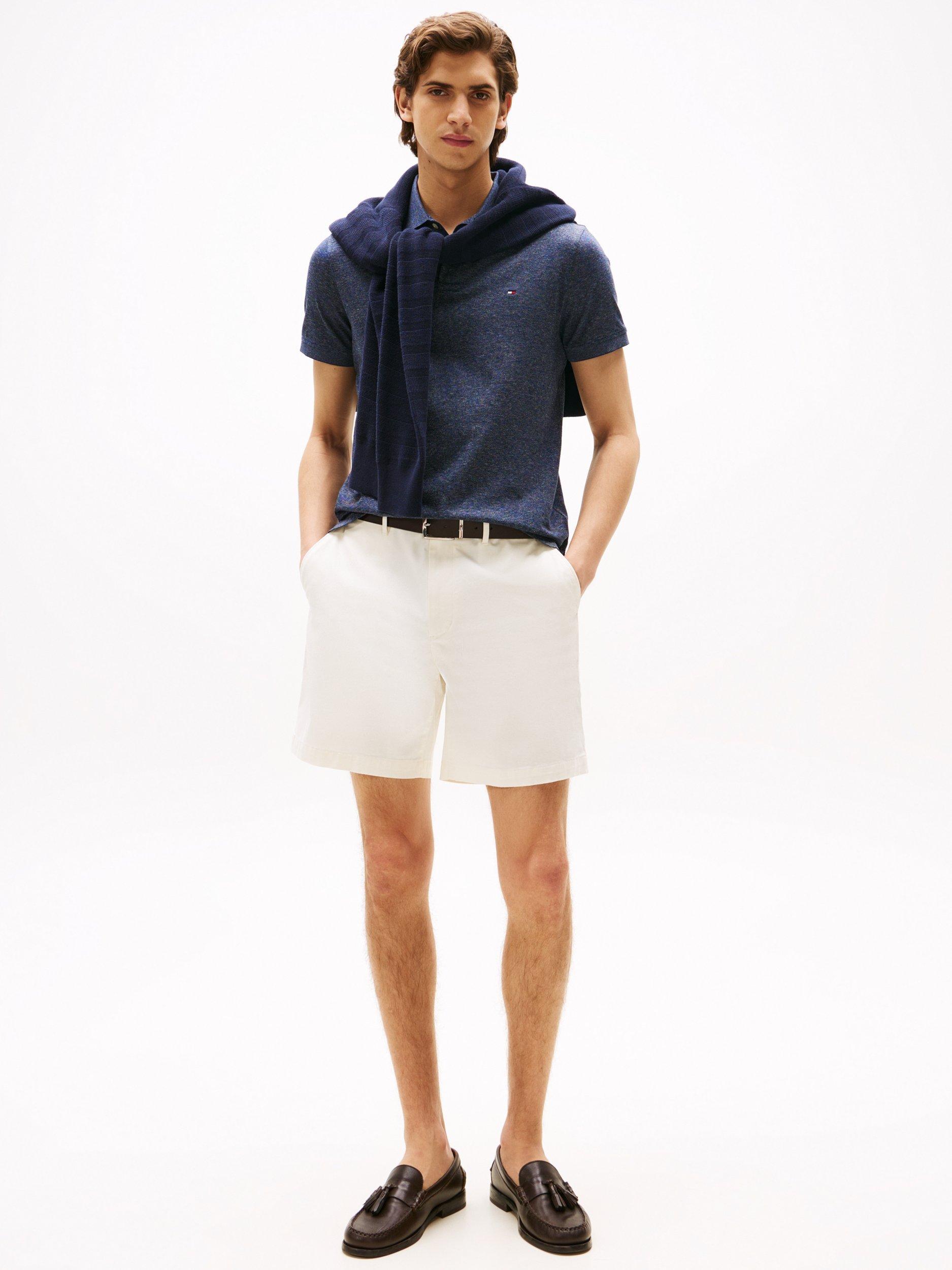Product image 3 of 5, which shows Tommy Hilfiger Cotton Short Sleeve Regular Fit Polo Shirt, Navy Blue, S
