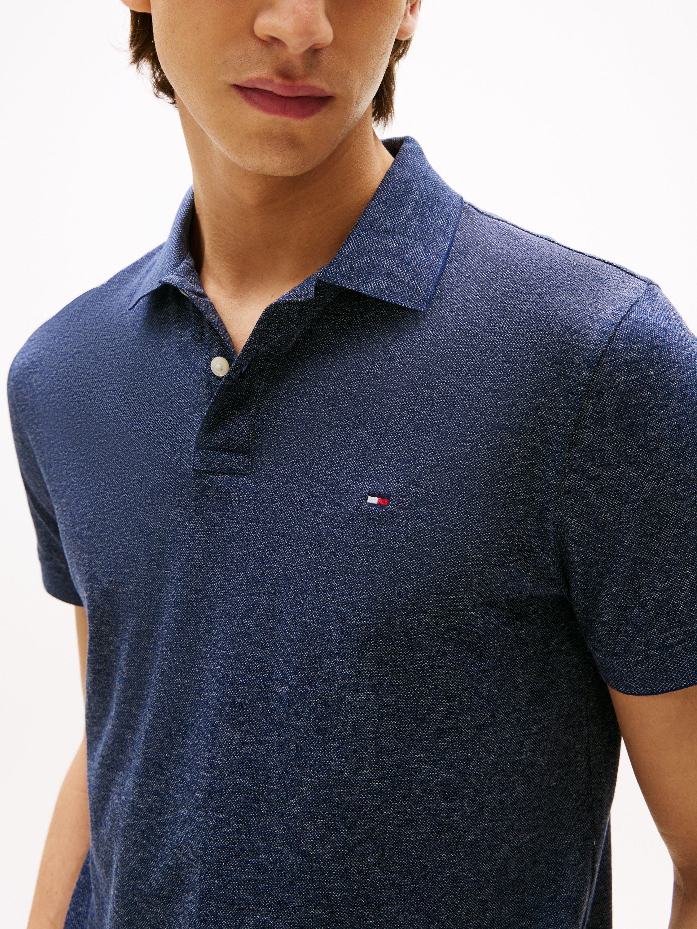 Product image 4 of 5, which shows Tommy Hilfiger Cotton Short Sleeve Regular Fit Polo Shirt, Navy Blue, S