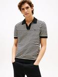 Tommy Hilfiger Short Sleeve Striped Cotton Blend Knit Polo Top, Navy/Multi
