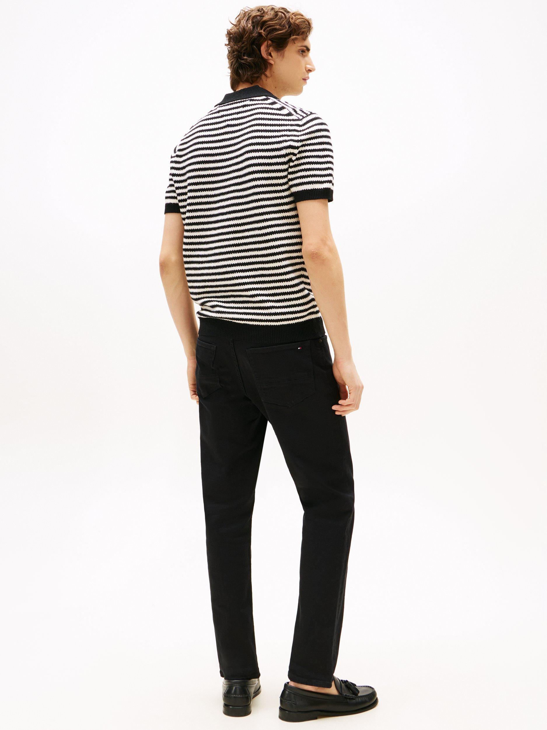 Product image 2 of 5, which shows Tommy Hilfiger Short Sleeve Striped Cotton Blend Knit Polo Top, Navy/Multi, M