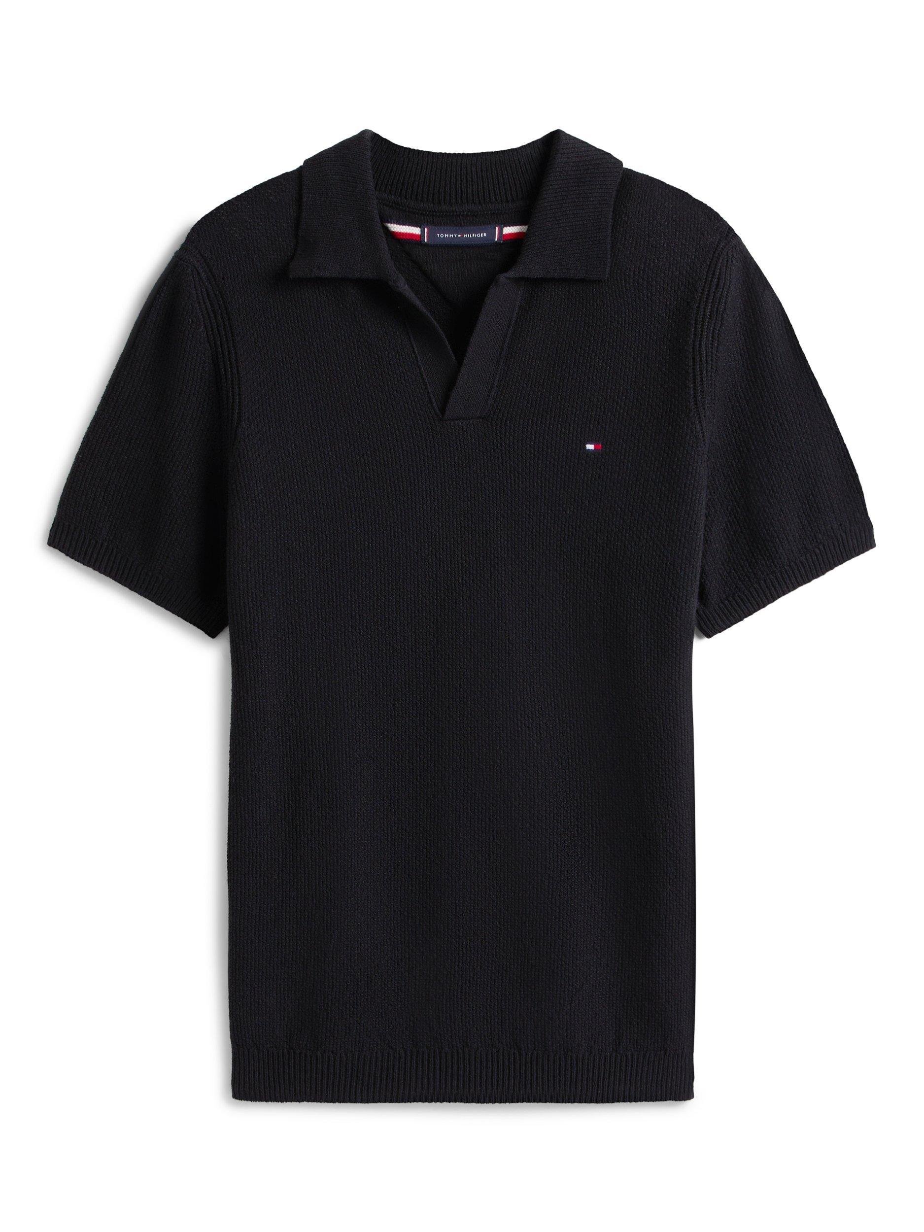 Product image 5 of 5, which shows Tommy Hilfiger Short Sleeve Cotton Blend Knit Polo Top, Navy Blue, S