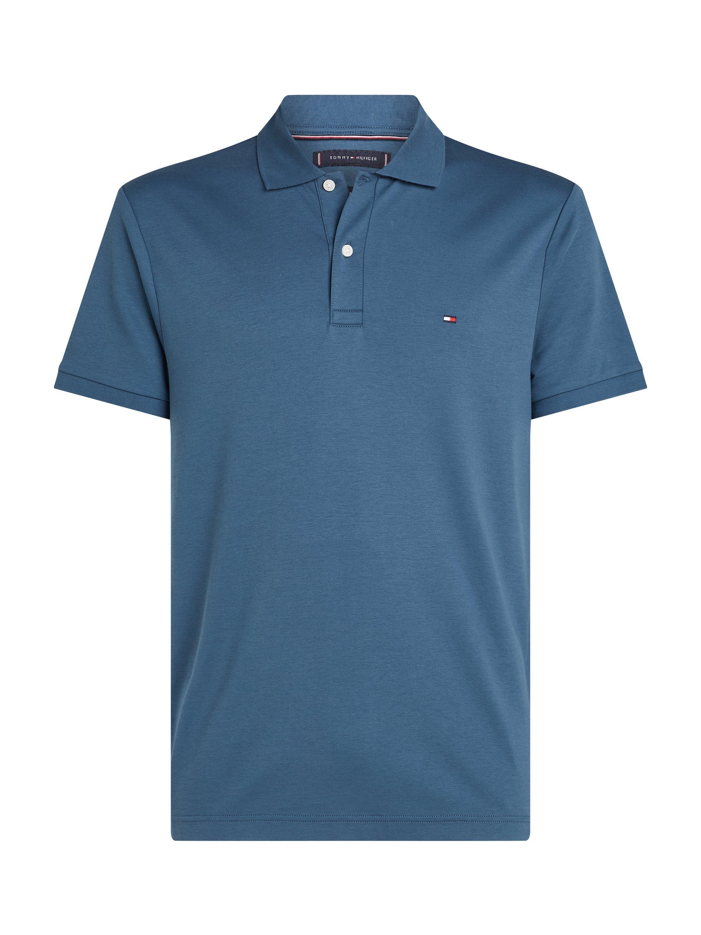 Product image 5 of 6, which shows Tommy Hilfiger Short Sleeve Cotton Knit Polo Shirt, Aegean Blue, S