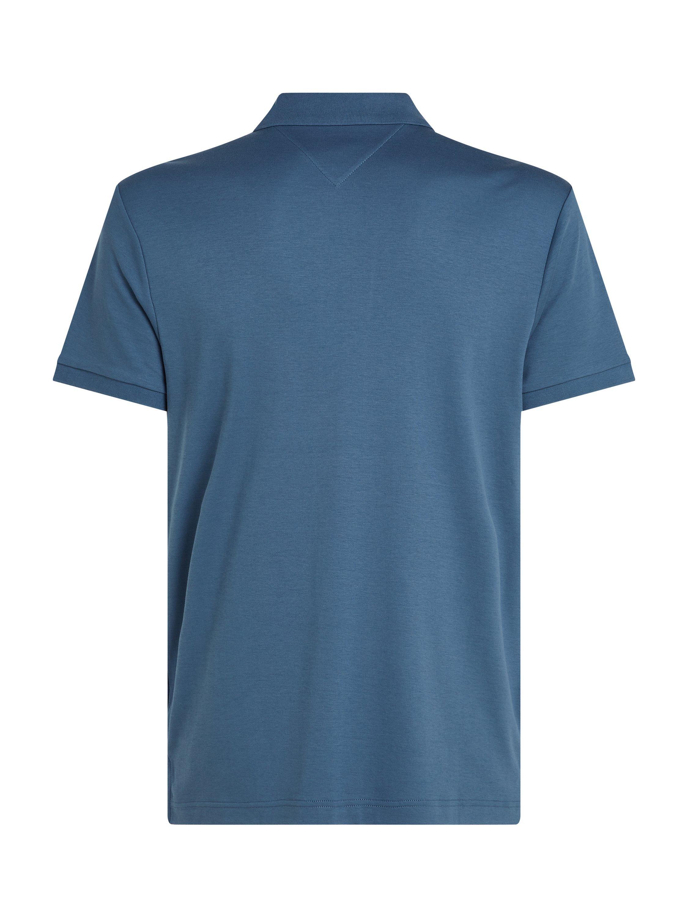 Product image 6 of 6, which shows Tommy Hilfiger Short Sleeve Cotton Knit Polo Shirt, Aegean Blue, S