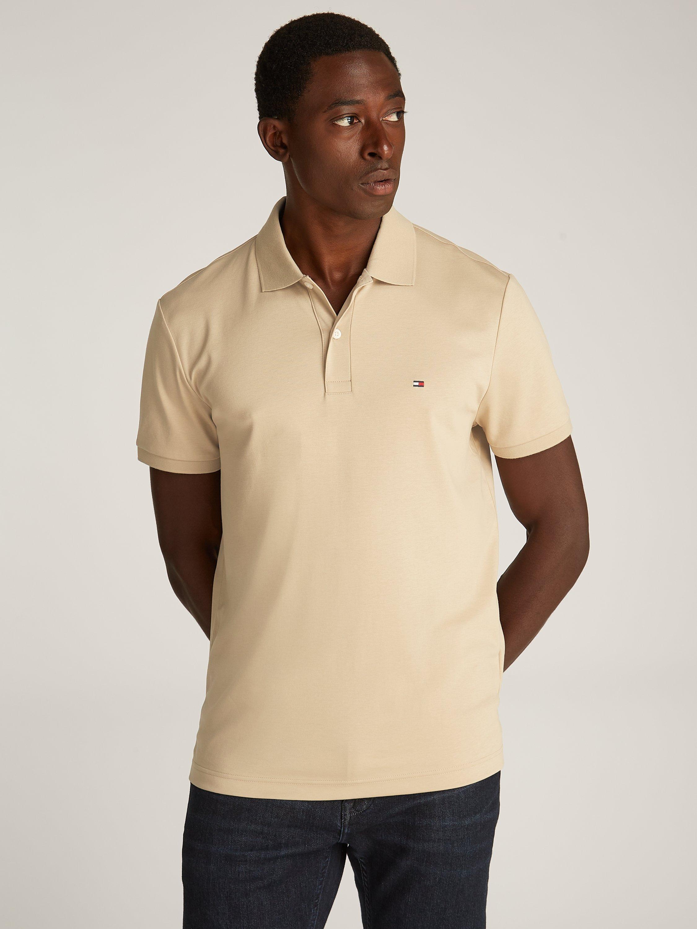 Product image 1 of 6, which shows Tommy Hilfiger Liquid Cotton Polo Shirt, Beige, S