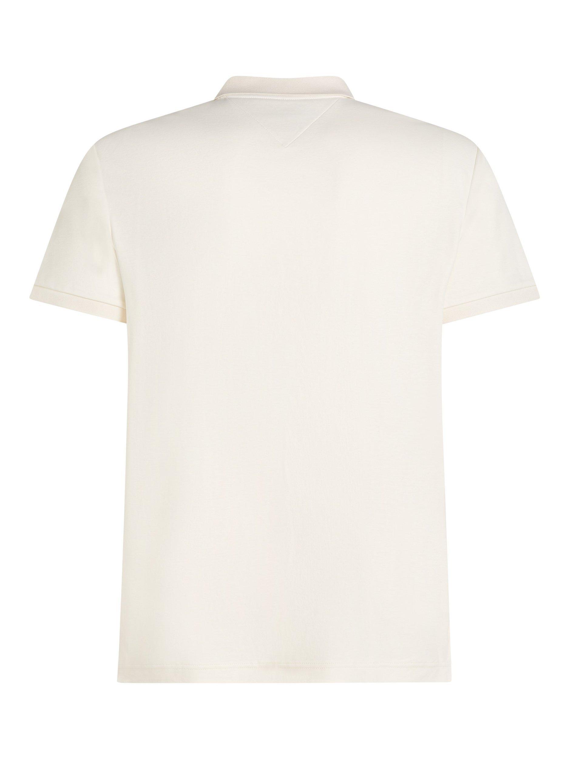 Product image 2 of 3, which shows Tommy Hilfiger Liquid Cotton Regular Fit Short Sleeve Polo Shirt, Ivory Petal, S