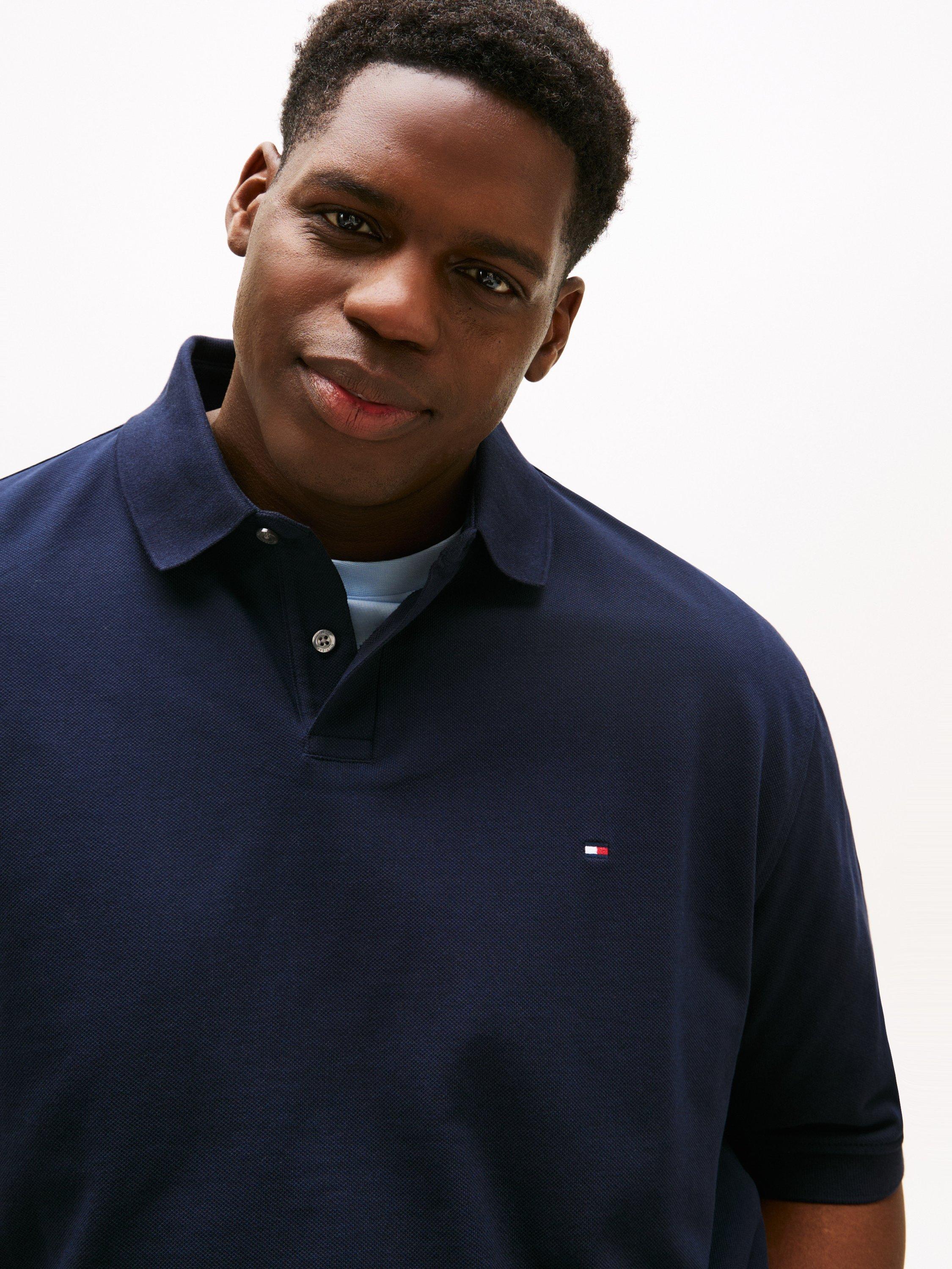 Product image 4 of 5, which shows Tommy Hilfiger Plus 1985 Cotton Blend Regular Fit Short Sleeve Polo Shirt, Navy/Multi, XXXL