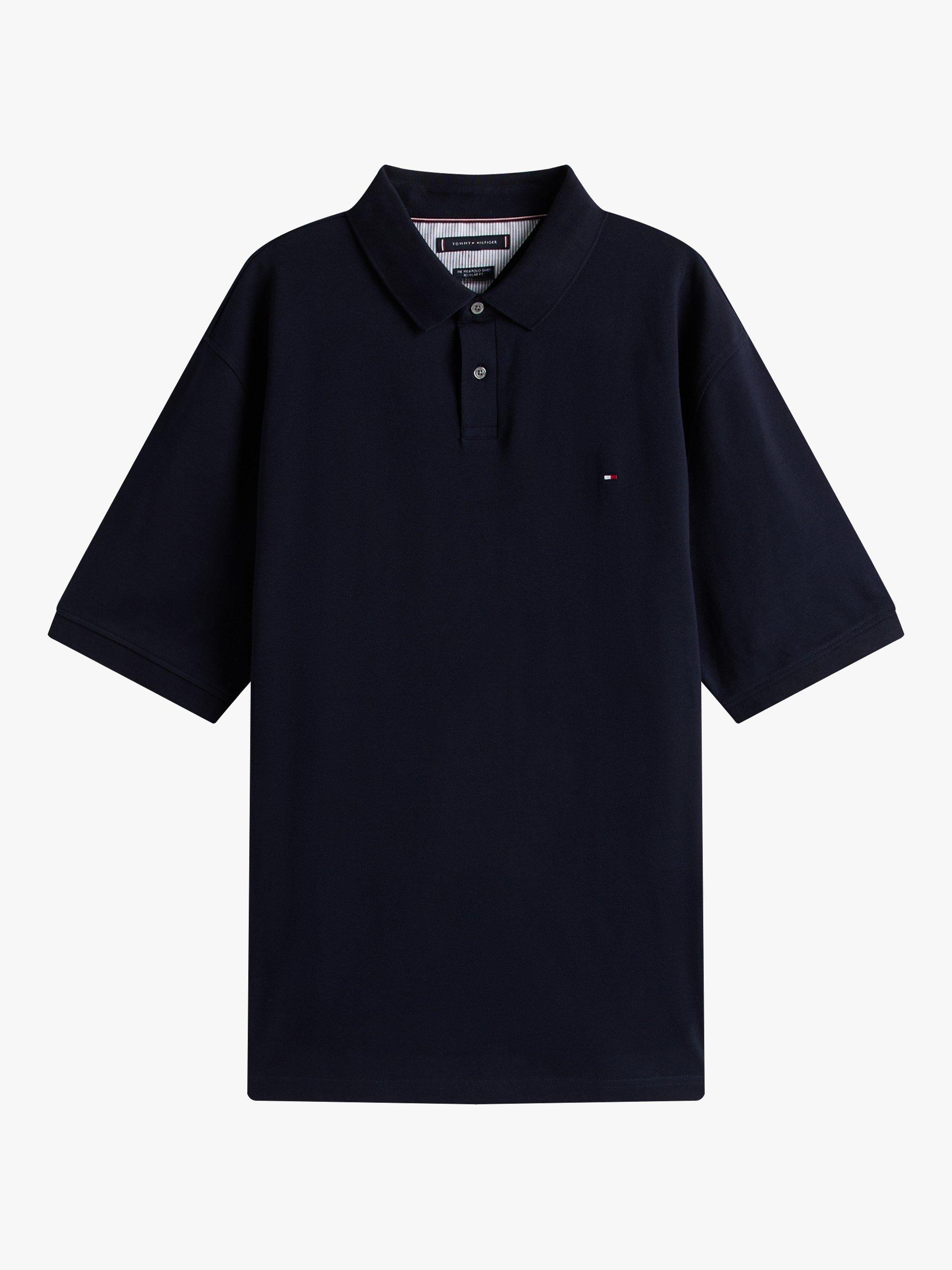Product image 5 of 5, which shows Tommy Hilfiger Plus 1985 Cotton Blend Regular Fit Short Sleeve Polo Shirt, Navy/Multi, XXXL