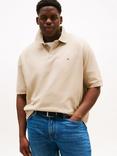 Tommy Hilfiger Plus 1985 Cotton Blend Regular Fit Short Sleeve Polo Shirt, Natural Beige