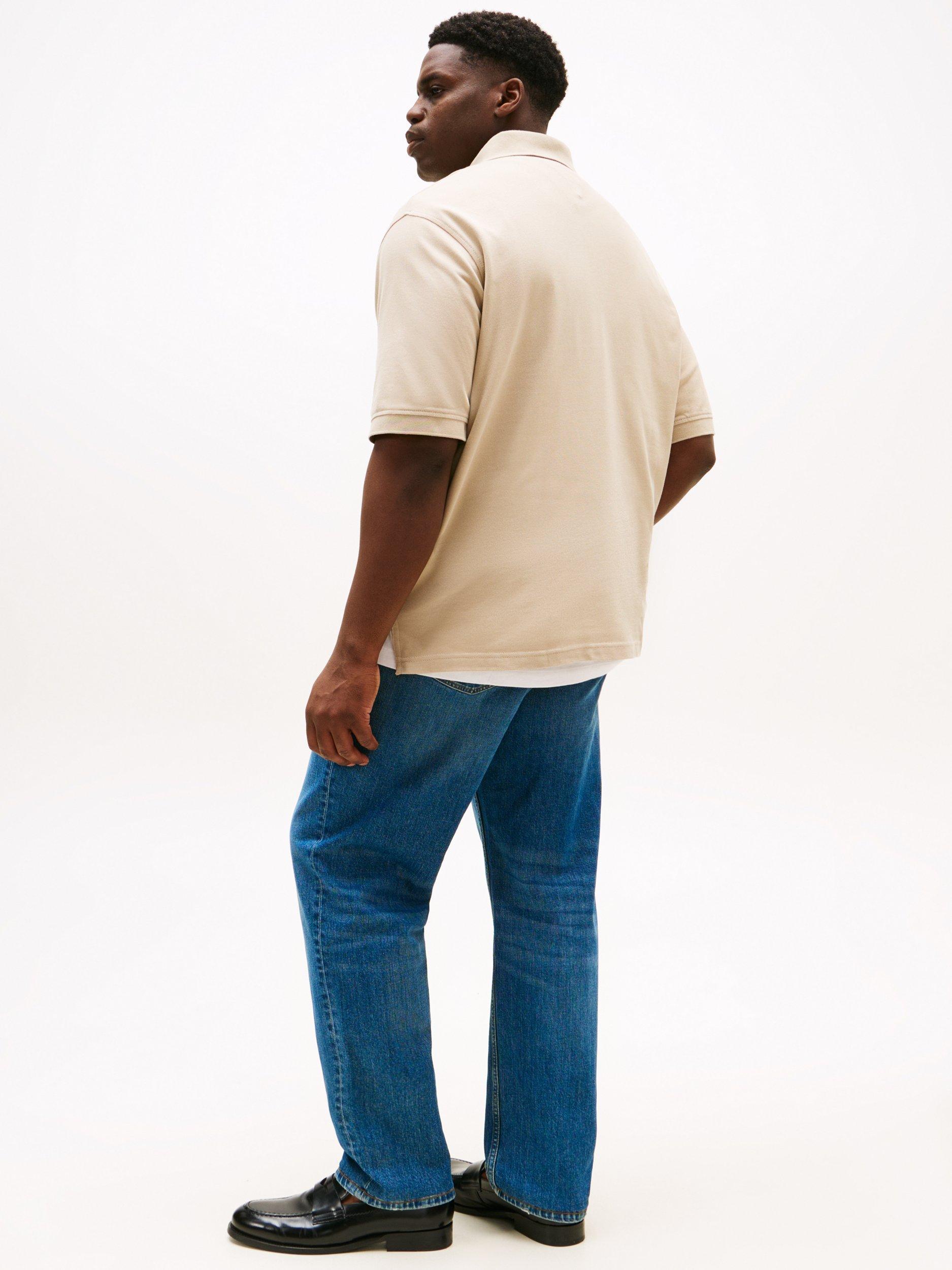 Product image 2 of 5, which shows Tommy Hilfiger Plus 1985 Cotton Blend Regular Fit Short Sleeve Polo Shirt, Natural Beige, XXXL