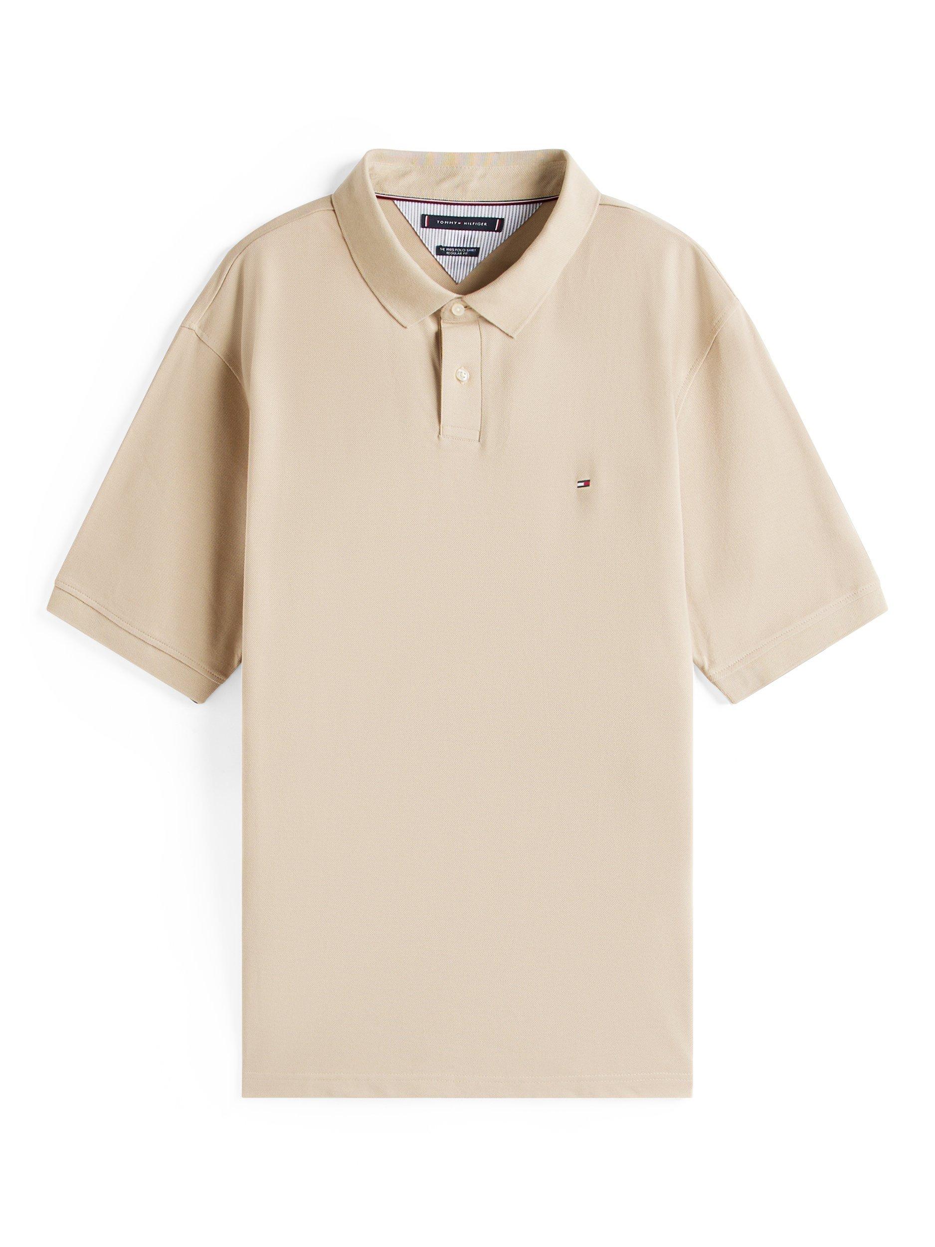 Product image 5 of 5, which shows Tommy Hilfiger Plus 1985 Cotton Blend Regular Fit Short Sleeve Polo Shirt, Natural Beige, XXXL