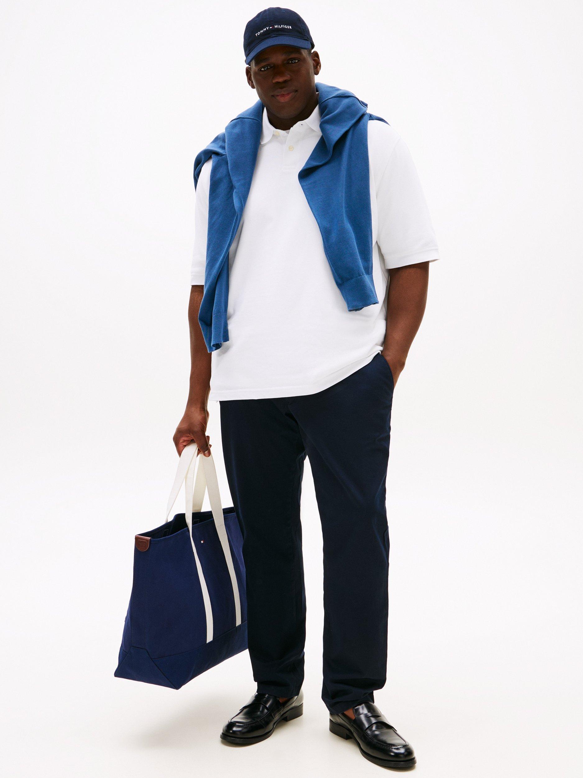 Product image 3 of 5, which shows Tommy Hilfiger Plus 1985 Cotton Blend Regular Fit Short Sleeve Polo Shirt, White, 4XL
