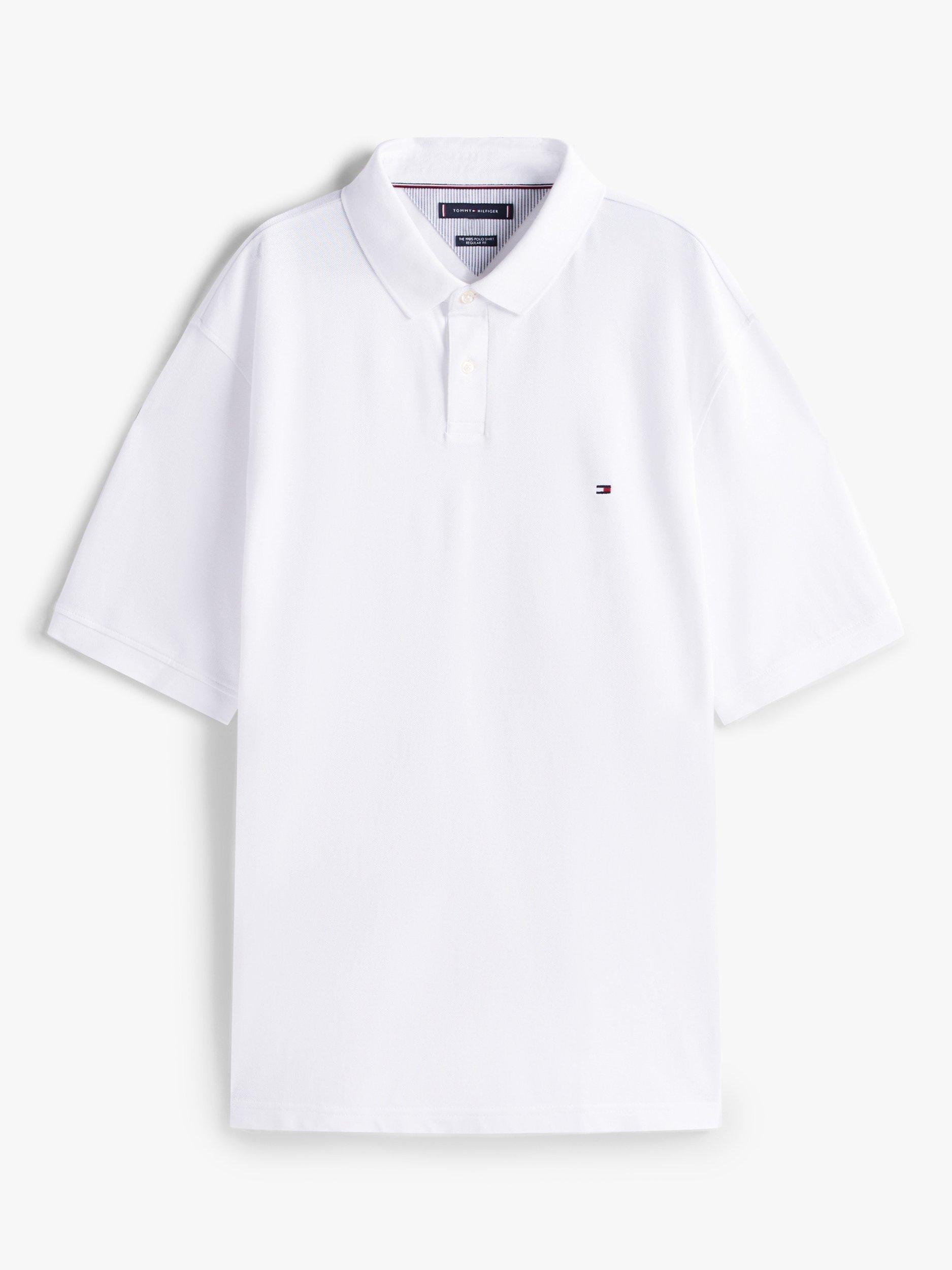 Product image 5 of 5, which shows Tommy Hilfiger Plus 1985 Cotton Blend Regular Fit Short Sleeve Polo Shirt, White, 4XL