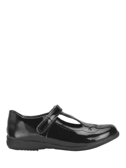Start-Rite Kids' Novel T-Bar Leather Shoes, Black Patent, Black Patent