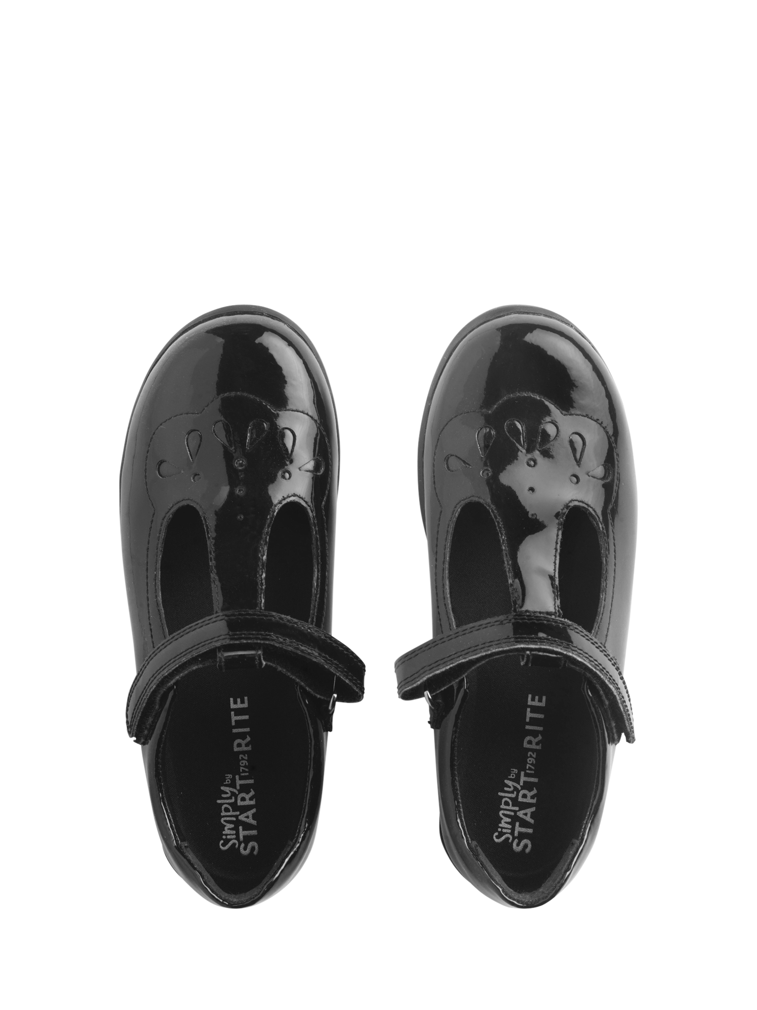 Product image 2 of 6, which shows Start-Rite Kids' Novel T-Bar Leather Shoes, Black Patent, 10 Jnr