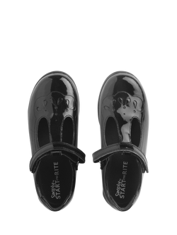 Start-Rite Kids' Novel T-Bar Leather Shoes, Black Patent - view 2, Black Patent