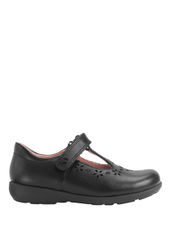 Start-Rite Kids' Charlotte Leather Floral School Shoes, Black Leather, Black Leather