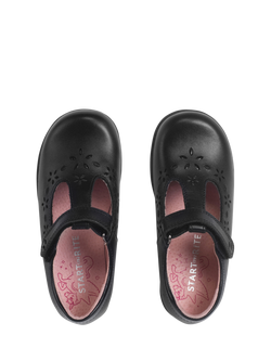 Start-Rite Kids' Charlotte Leather Floral School Shoes, Black Leather - view 2, Black Leather