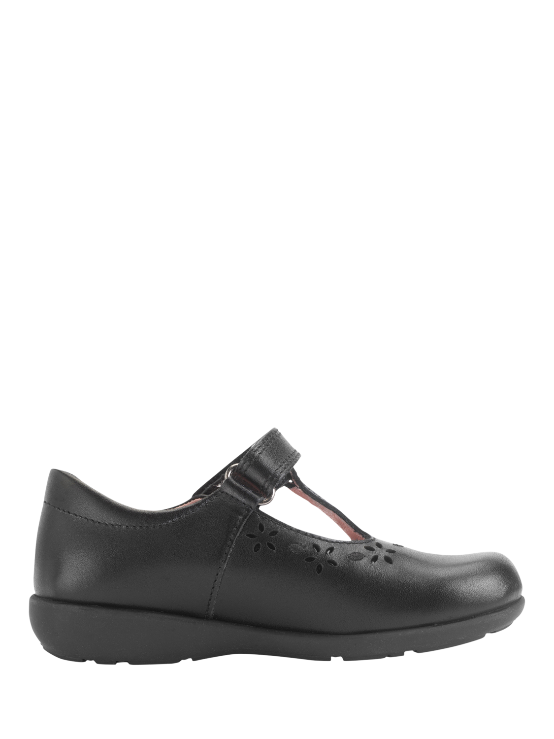Product image 4 of 6, which shows Start-Rite Kids' Charlotte Leather Floral School Shoes, Black Leather, 7 E Jnr