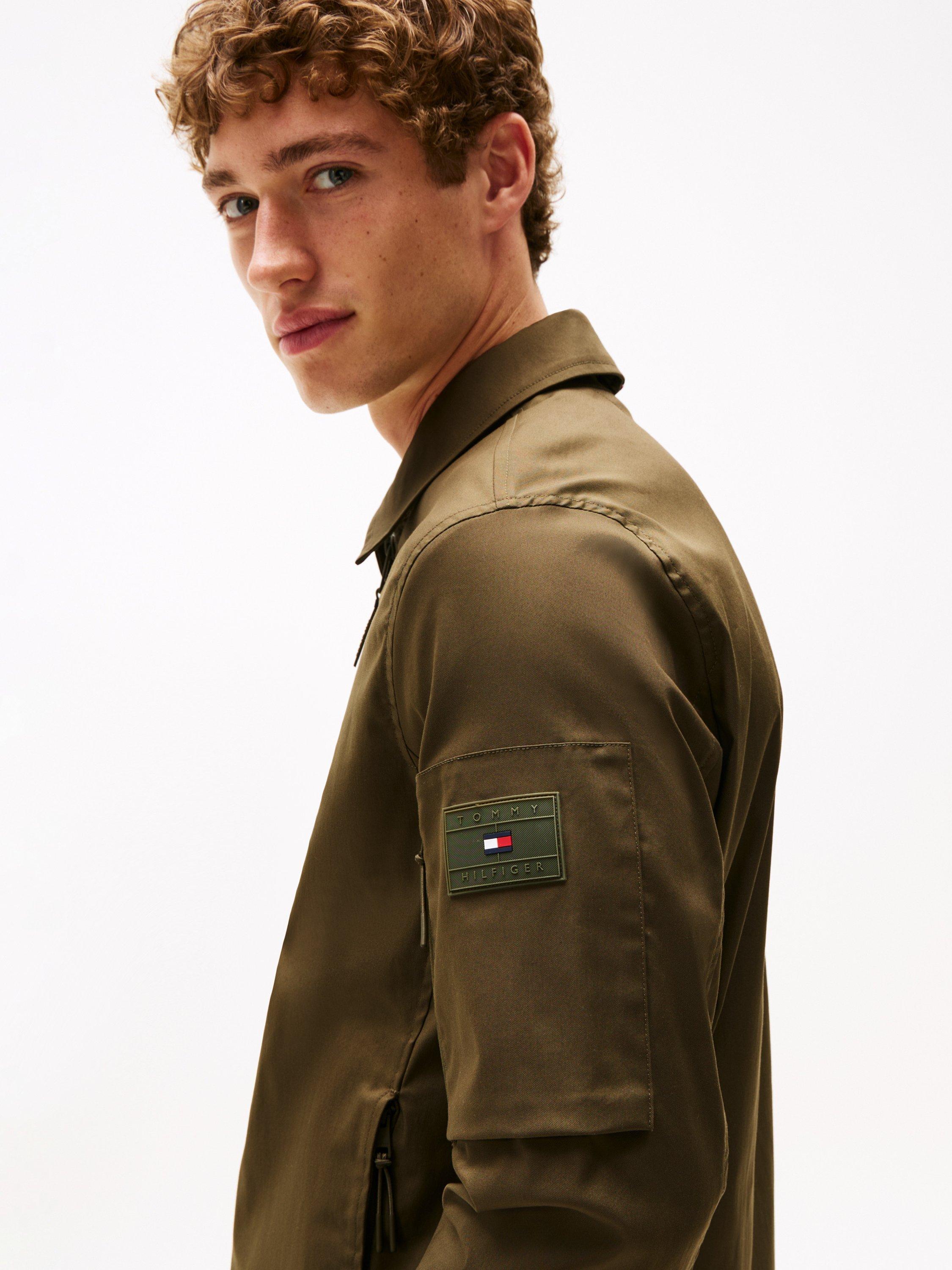 Product image 4 of 6, which shows Tommy Hilfiger Cotton Blend Windbreaker Jacket, Army Green, M