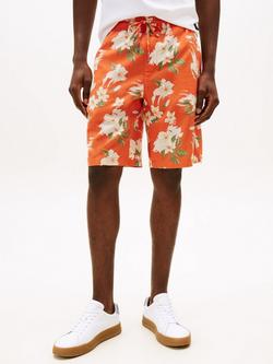 Tommy Hilfiger Mercer Floral Print Cotton Blend 7" Shorts, Orange/Multi, Orange/Multi
