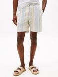 Tommy Hilfiger Mercer Striped Print Cotton Blend 7" Shorts, Breezy Blue/Ivory