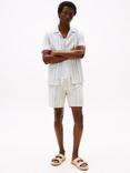 Tommy Hilfiger Mercer Striped Print Cotton Blend 7" Shorts, Breezy Blue/Ivory