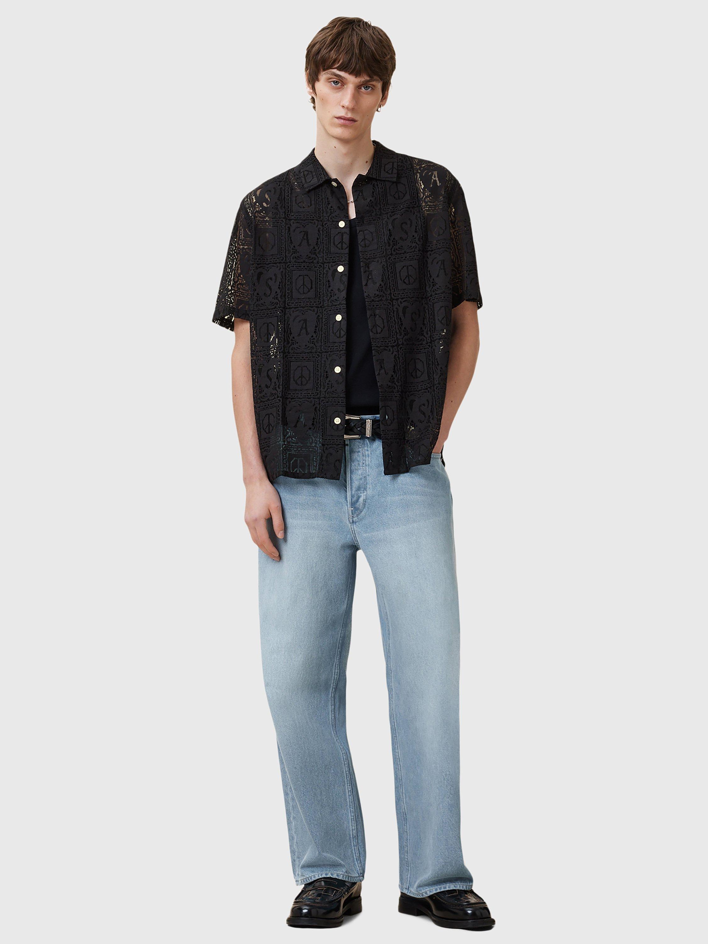 Product image 3 of 7, which shows AllSaints Netley Short Sleeve Shirt, Black, L