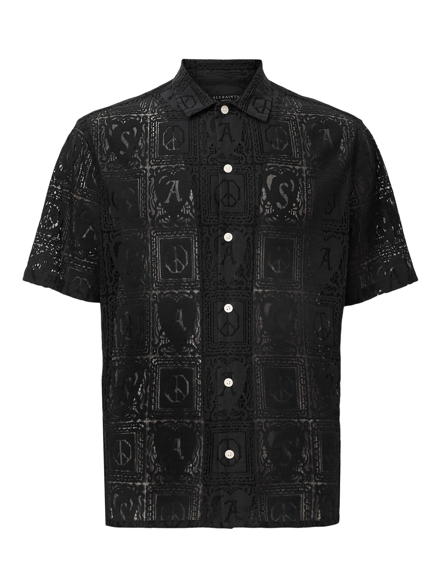 Product image 4 of 7, which shows AllSaints Netley Short Sleeve Shirt, Black, L