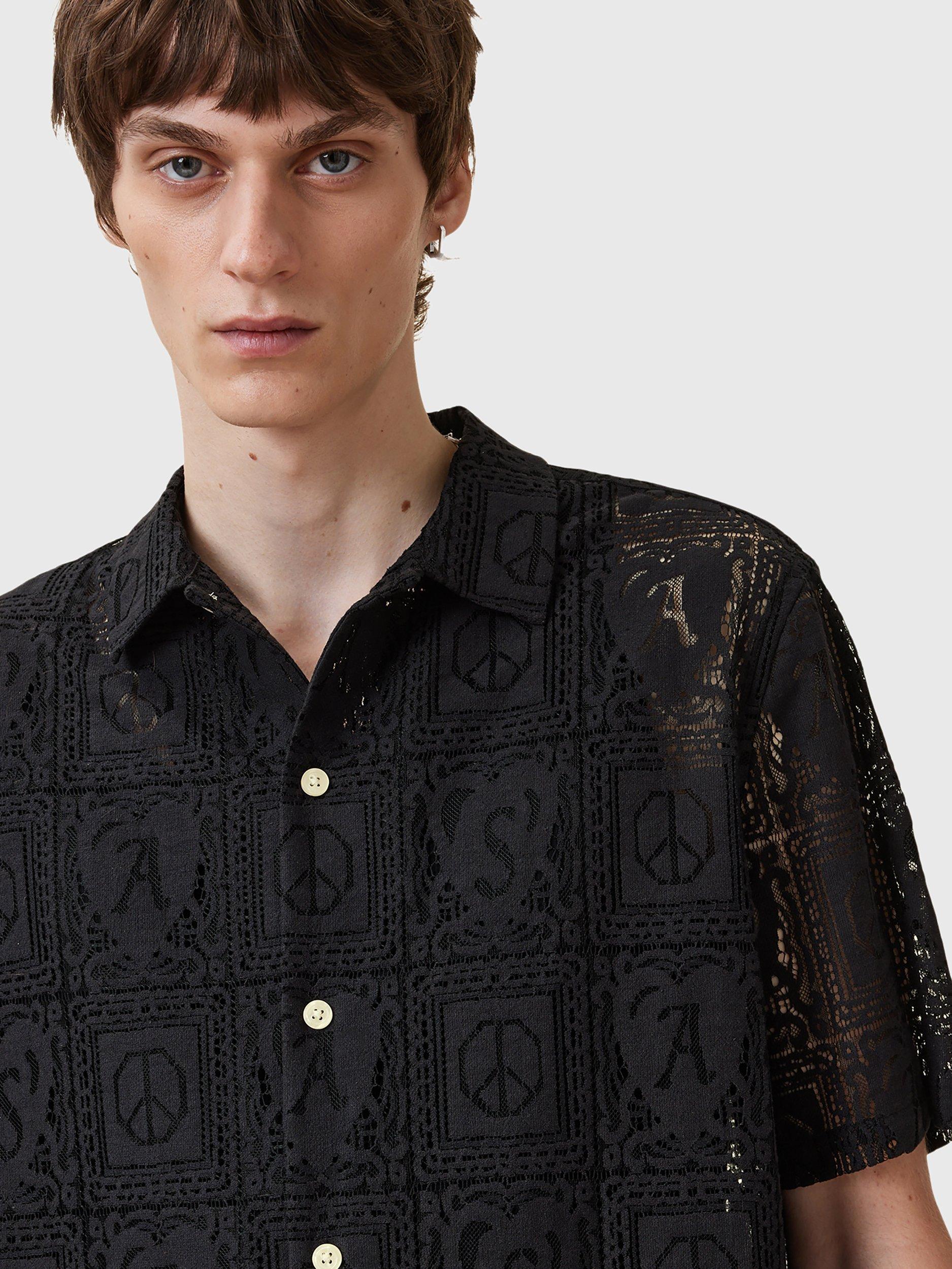 Product image 5 of 7, which shows AllSaints Netley Short Sleeve Shirt, Black, L