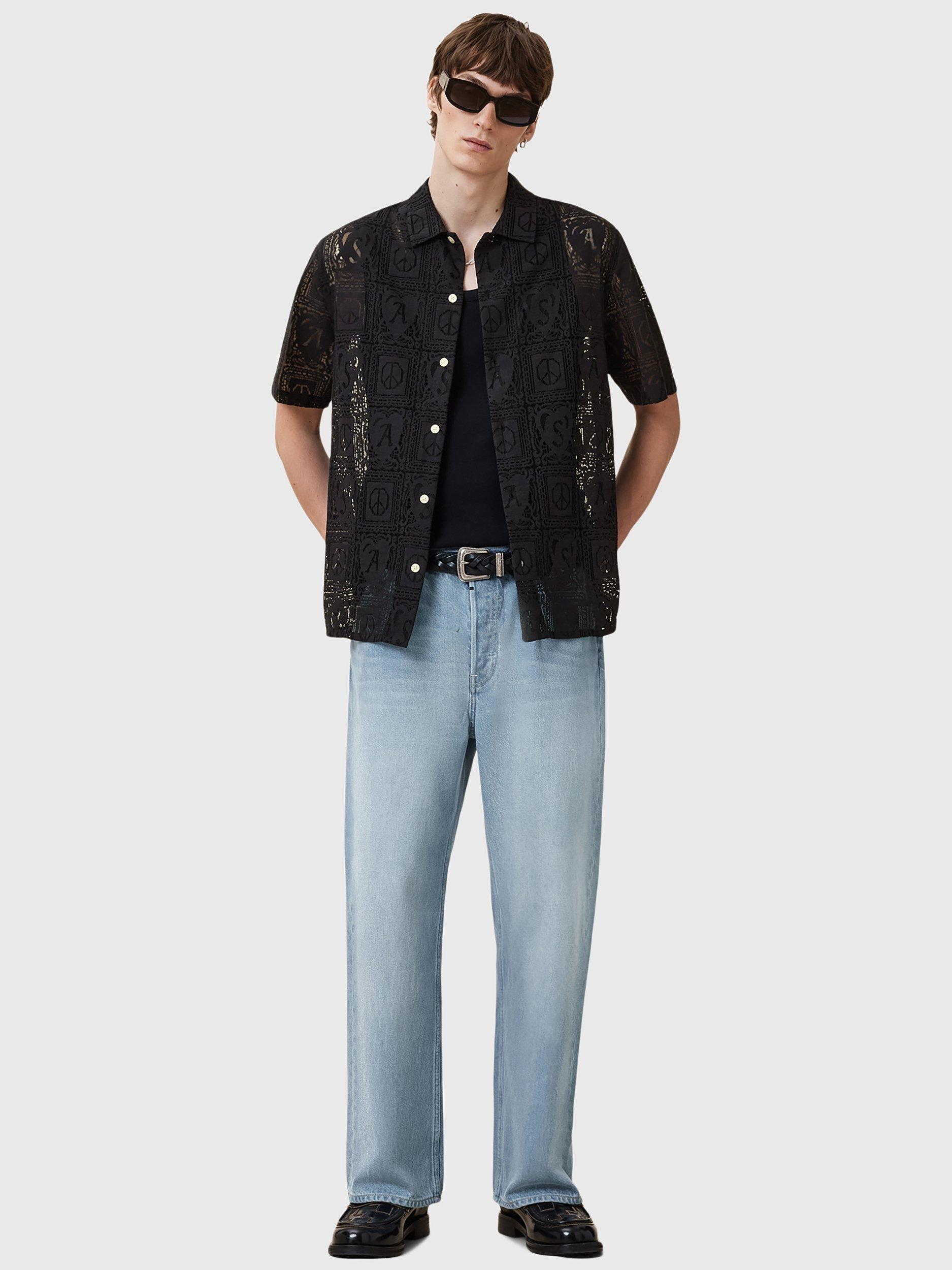 Product image 7 of 7, which shows AllSaints Netley Short Sleeve Shirt, Black, L