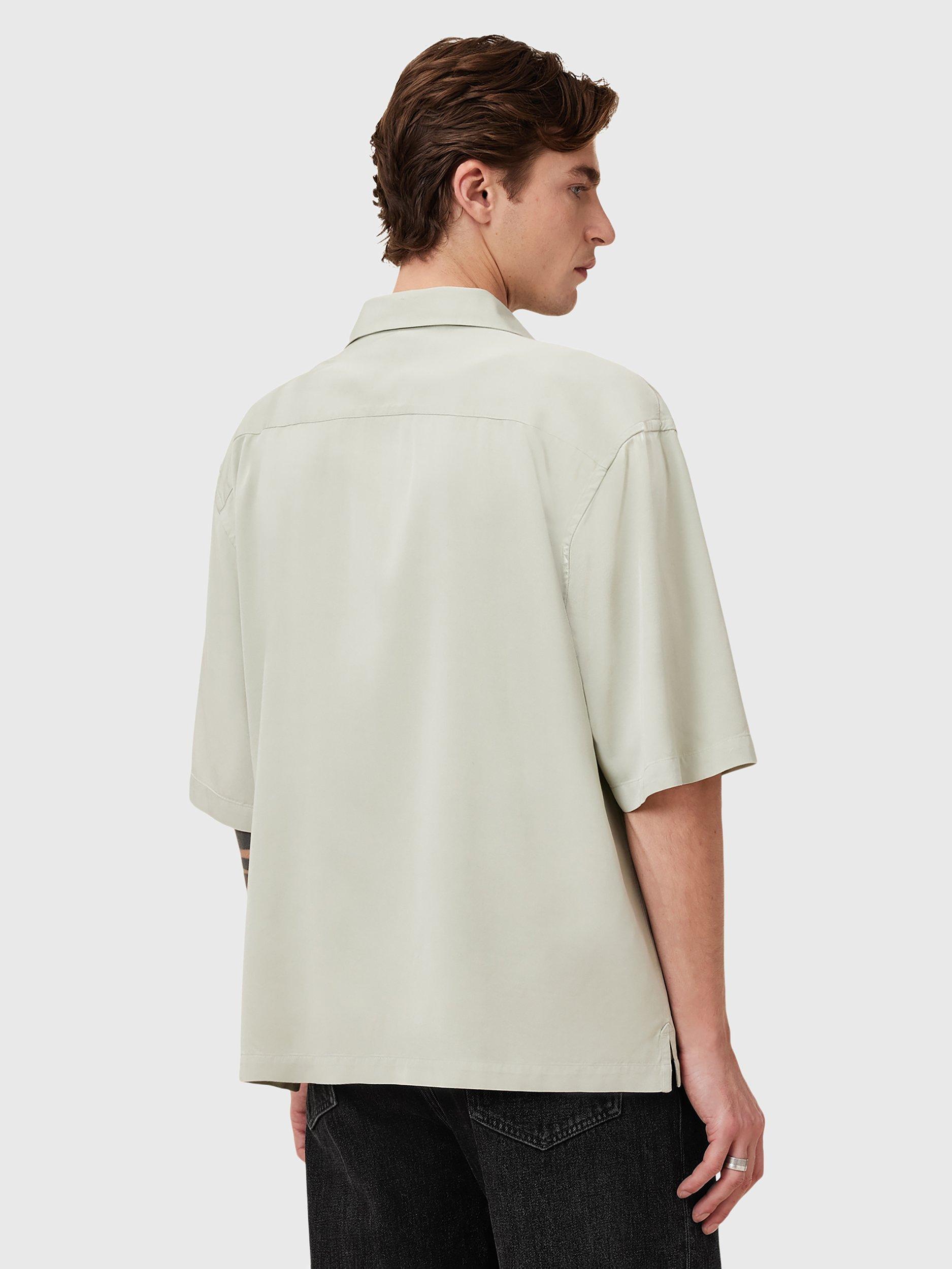 Product image 2 of 8, which shows AllSaints Rialto Short Sleeve Shirt, Slate Green, XS