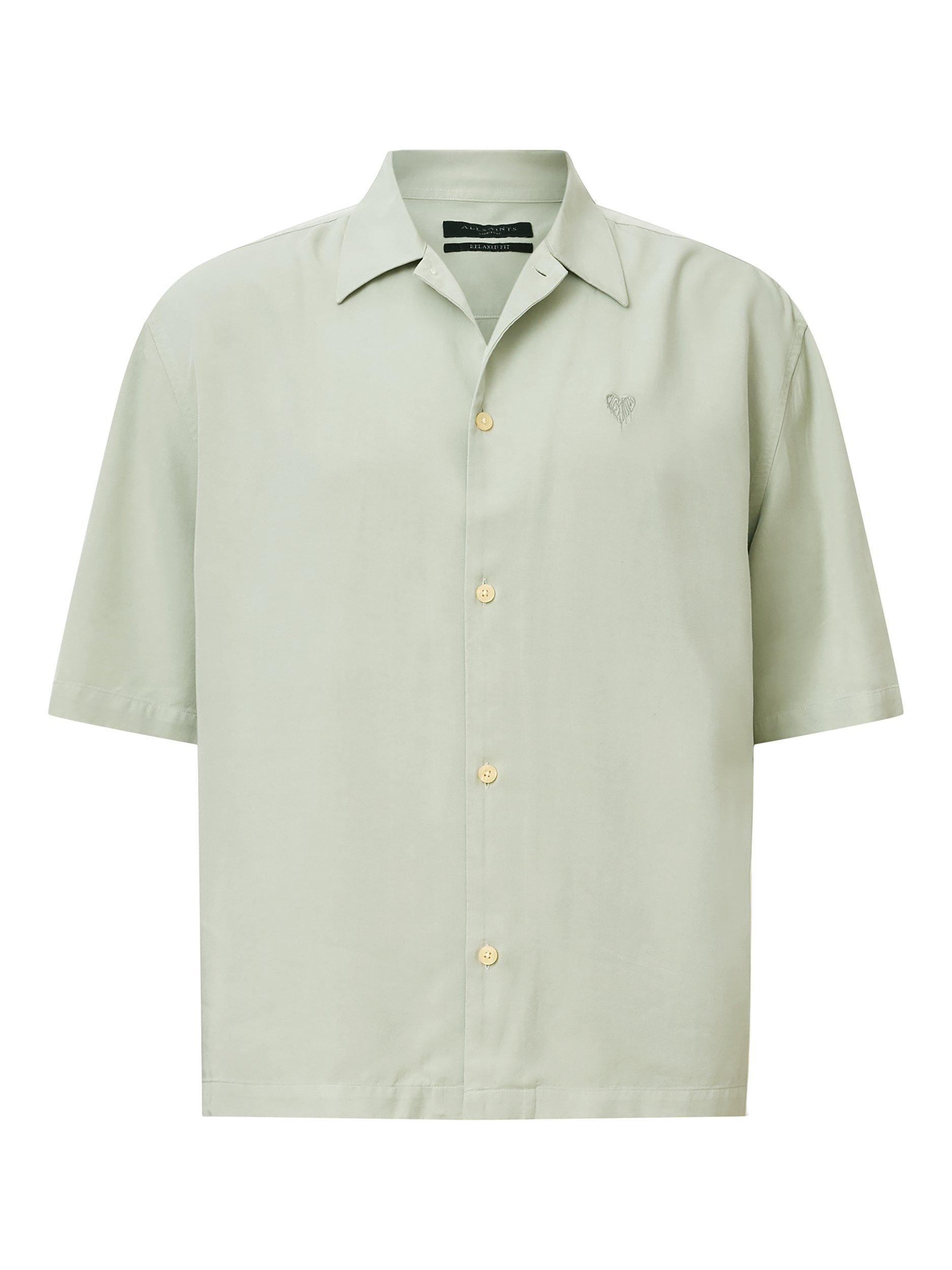 Product image 4 of 8, which shows AllSaints Rialto Short Sleeve Shirt, Slate Green, XS