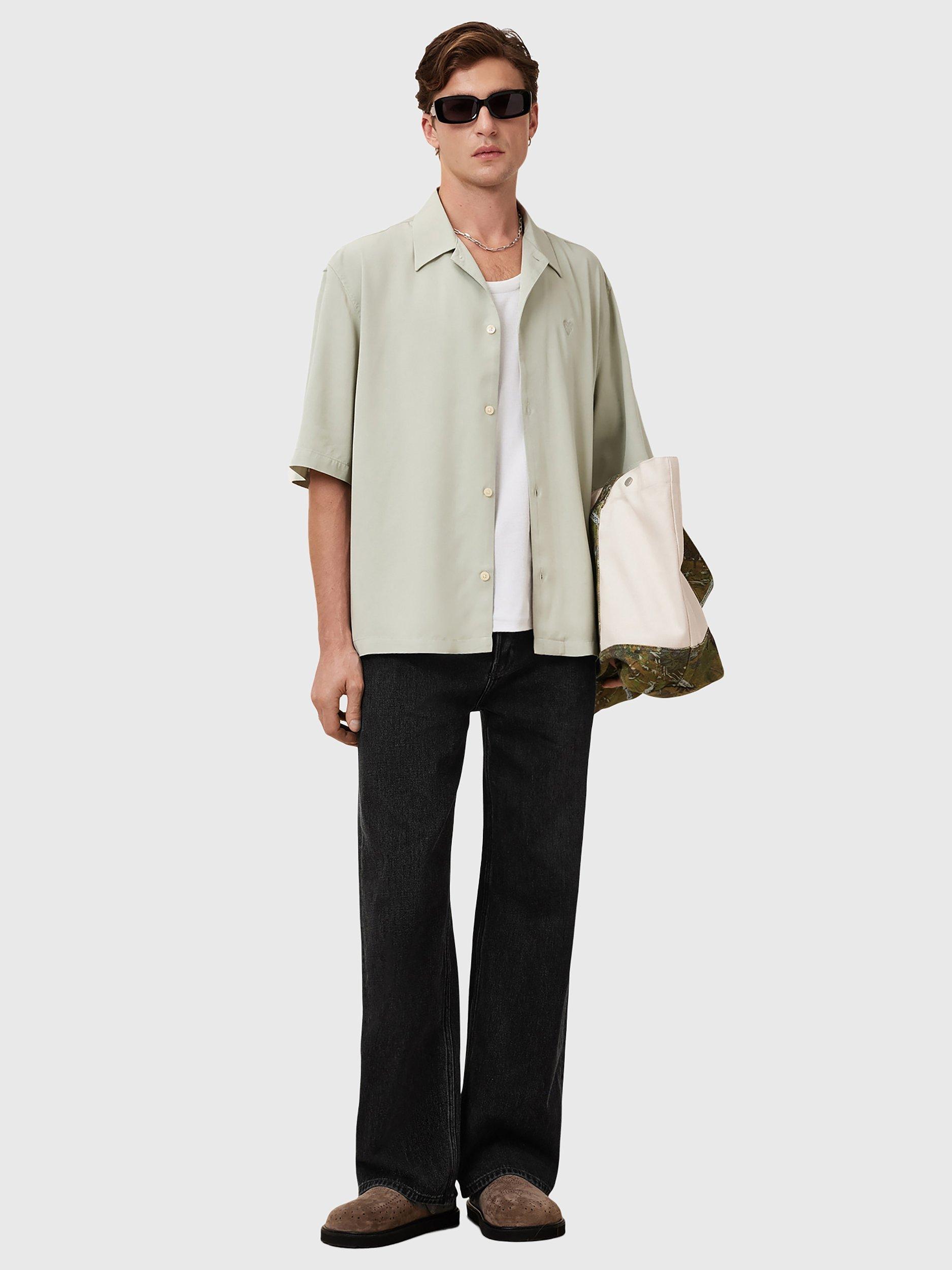 Product image 7 of 8, which shows AllSaints Rialto Short Sleeve Shirt, Slate Green, XS