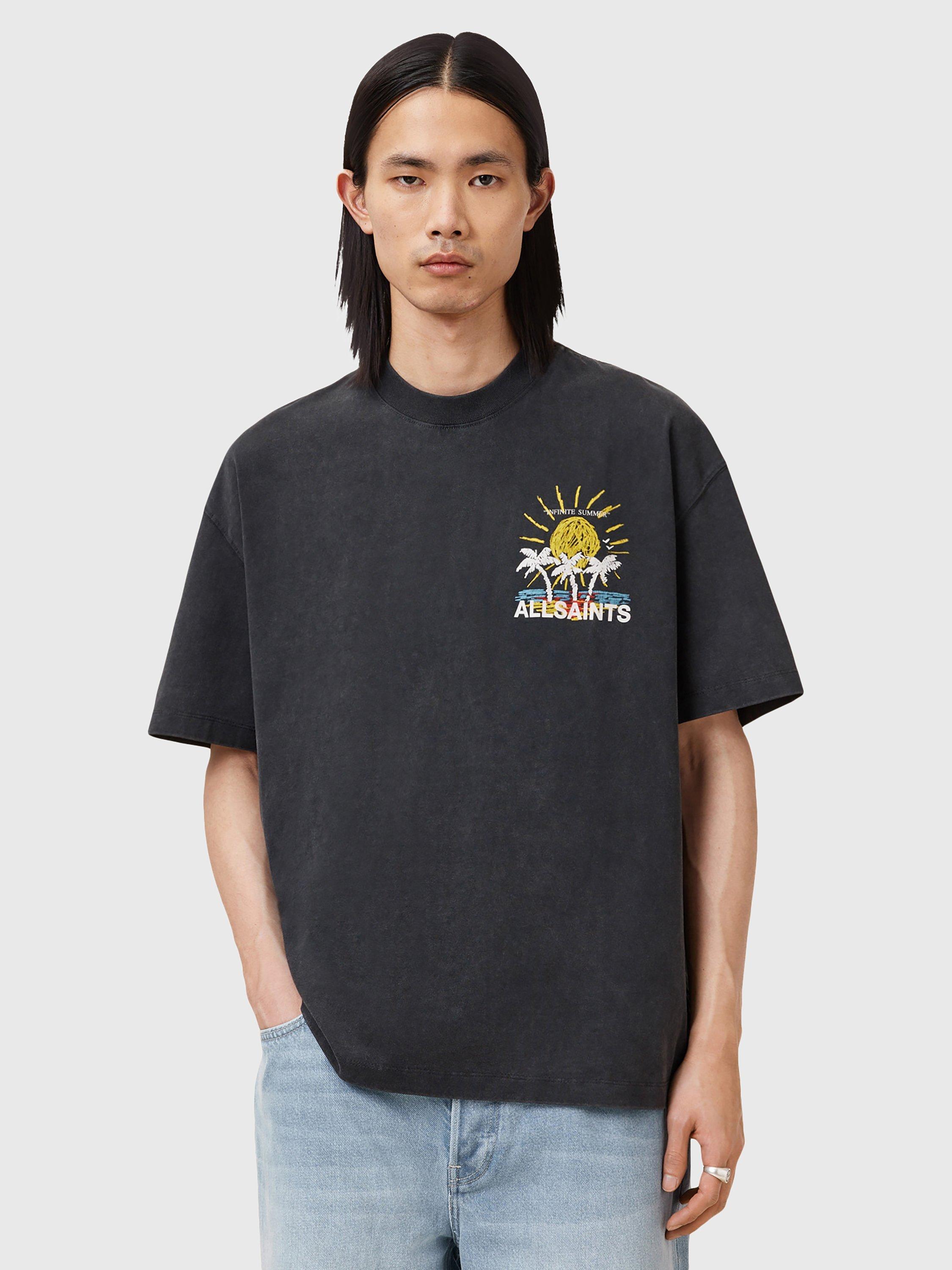 Product image 1 of 7, which shows AllSaints Cove Oversized T-Shirt, Washed Black, L