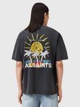 AllSaints Cove Oversized T-Shirt, Washed Black