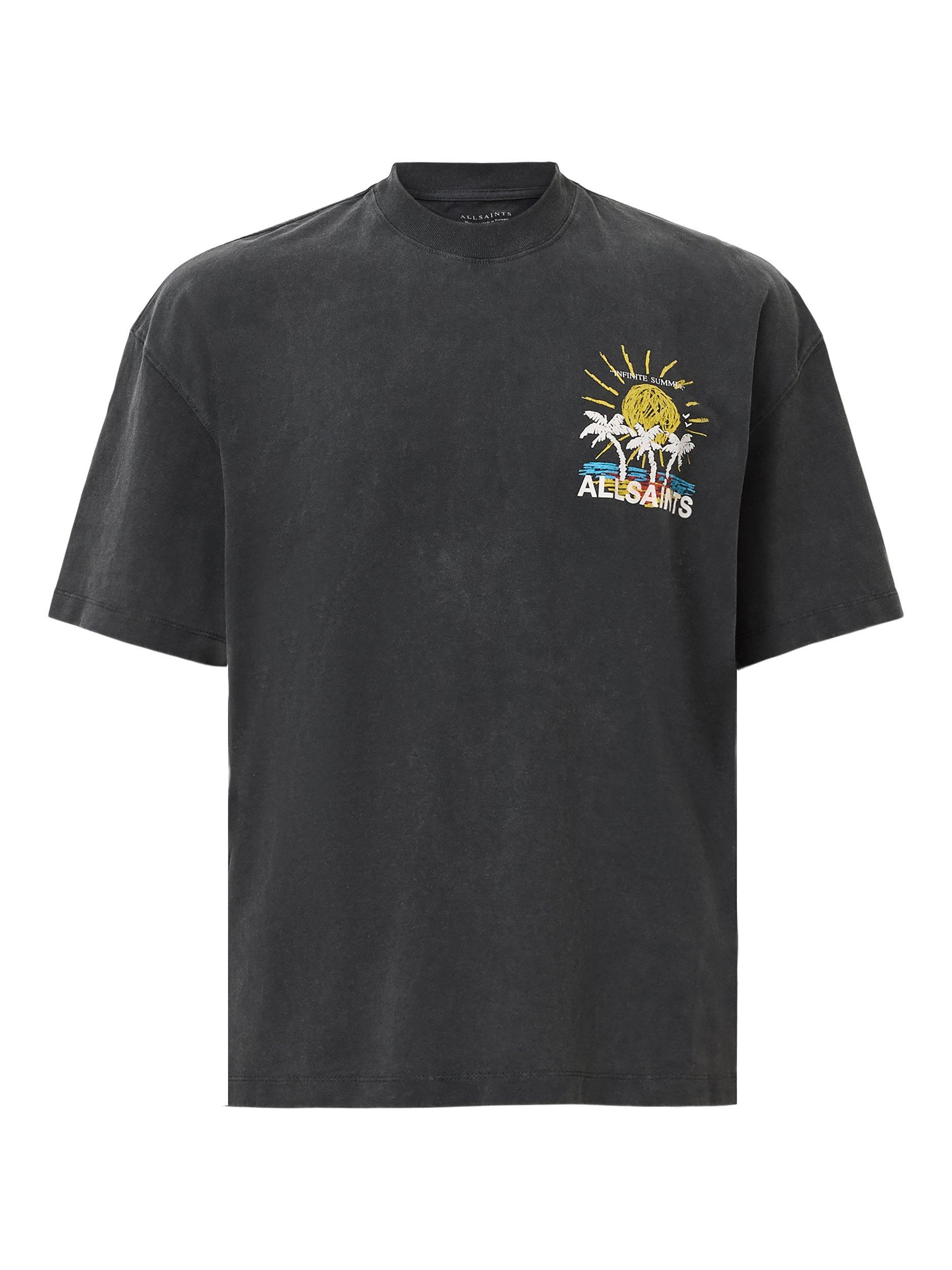 Product image 4 of 7, which shows AllSaints Cove Oversized T-Shirt, Washed Black, L
