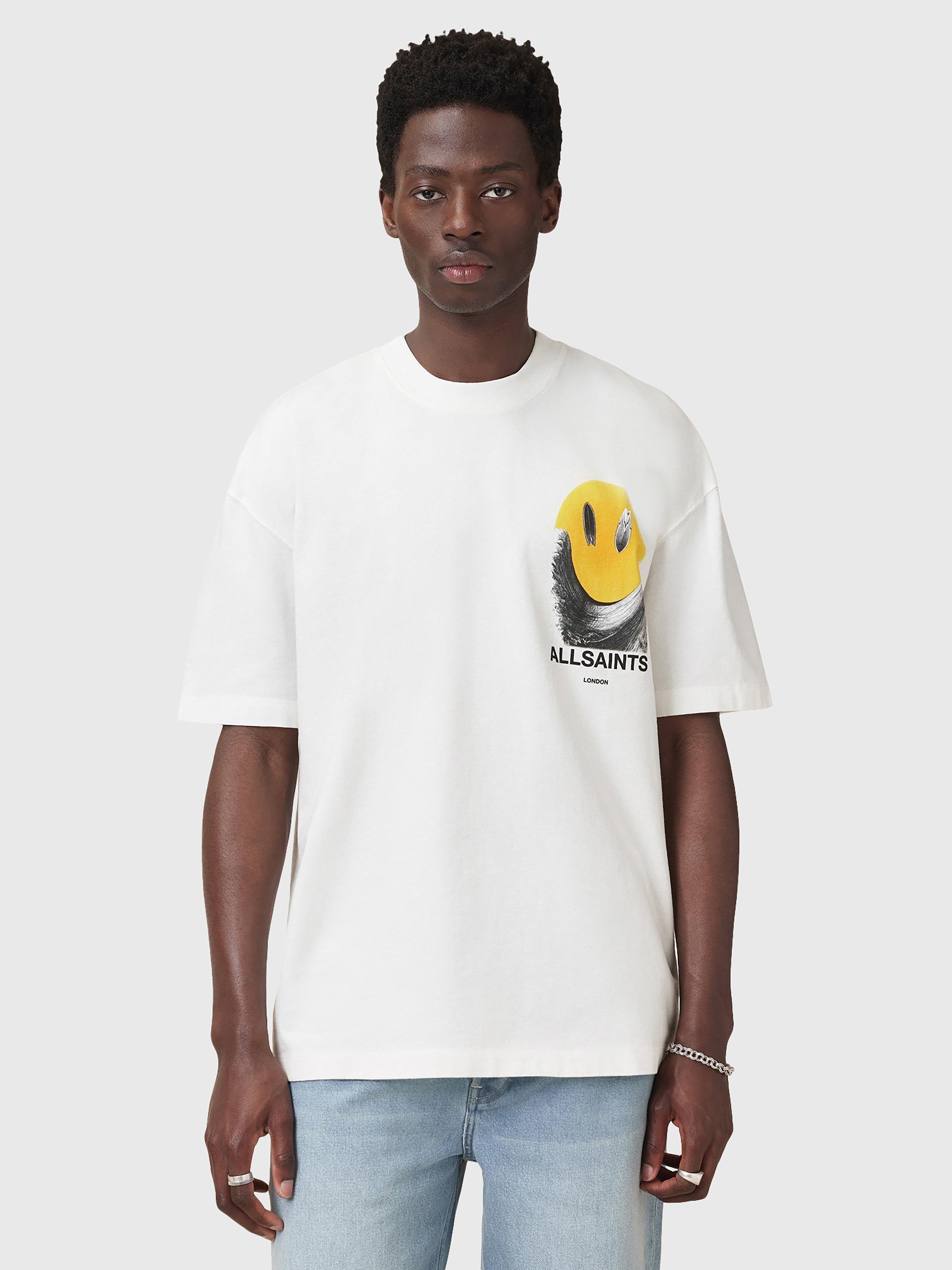 Product image 1 of 8, which shows AllSaints Party Wave Oversized T-Shirt, Chalk White, L