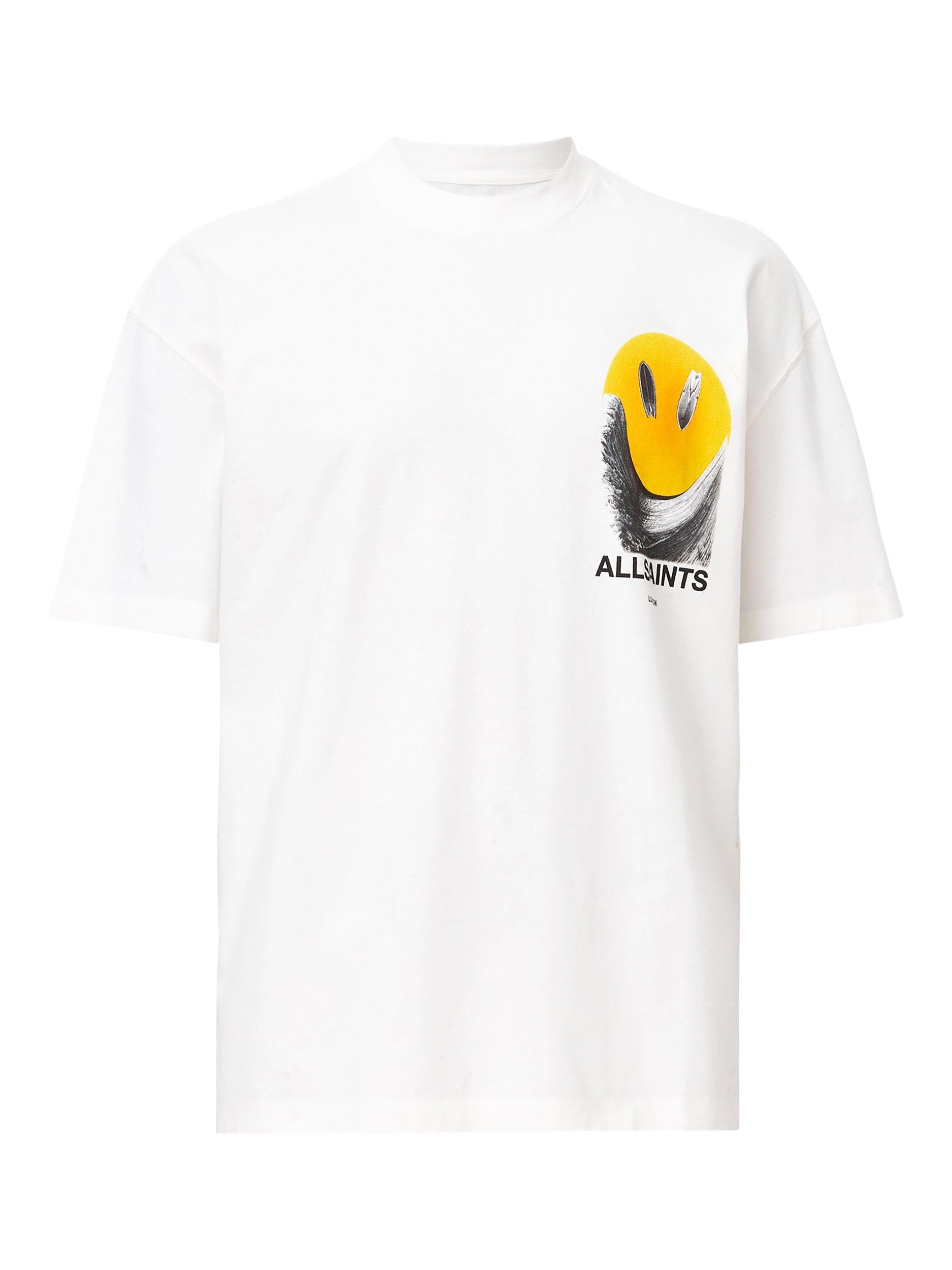 Product image 4 of 8, which shows AllSaints Party Wave Oversized T-Shirt, Chalk White, L