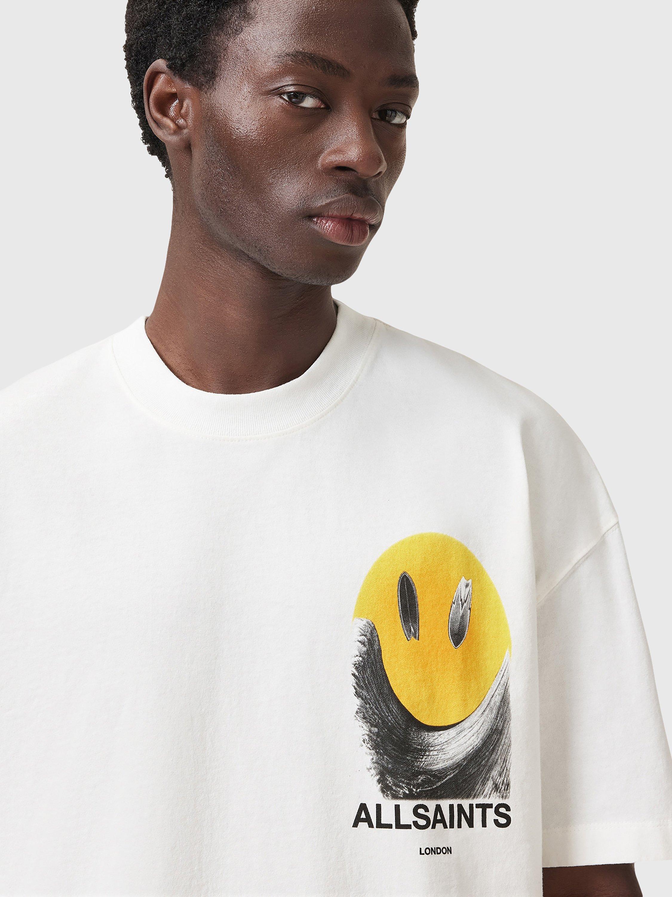 Product image 6 of 8, which shows AllSaints Party Wave Oversized T-Shirt, Chalk White, L